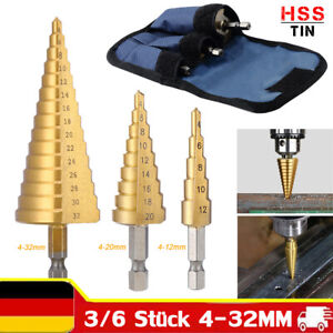 3/6x HSS Stufenbohrer Konusbohrer Schälbohrer Kegelbohrer Metall Fräser Senker