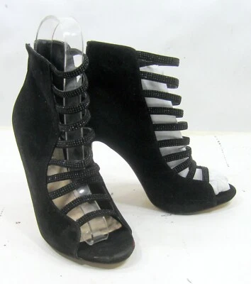 Black 4.5"High Stiletto Heel FRONT STRAP Open Toe  Shoes  WOMEN Size  8 - Image 1 of 4