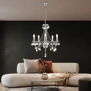 Lampadario Lampada 5 Fiamma LED Luce Sala da Pranzo H 143 CM - Foto 1 di 12