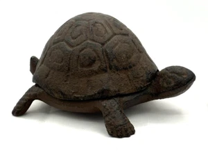 Cast Iron Turtle Hide A Key Box Distressed Brown Garden Decor Figure Key Keeper - Picture 1 of 14