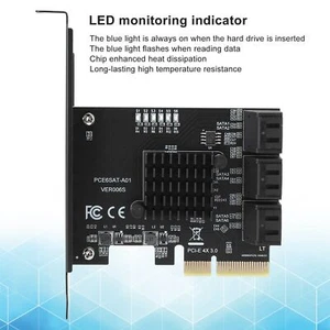 Expansion Card PCIE to 6Port SATA3.0 Hard Disk 6G PCIE3.0 GEN3 4X Interface - Picture 1 of 12