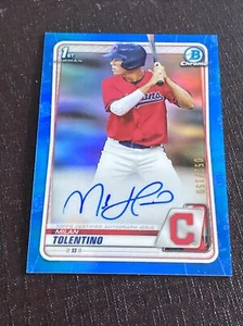 MILAN TOLENTINO 2020 Bowman Chrome Draft Auto Blue Refractor # /150 Indians - Picture 1 of 6