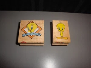Tweety 2 Rubber Stampede Wood Stamp Lot I Twat I Taw a Buddy Tat Looney Tunes - Picture 1 of 7