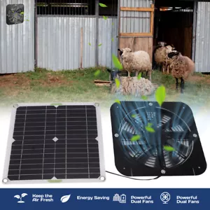 Solar Panel Powered Fan Mini Ventilator 20W Exhaust Fan for Greenhouse Outdoor - Picture 1 of 25