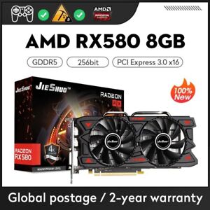JIESHUO 100% AMD RX 580 8GB 256Bit 2048SP computer game graphics Card,RX580