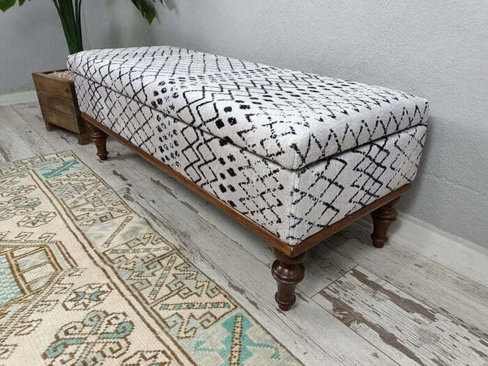 Handmade ottoman bench, Upholstered bench, Bedroom bench, Storage ottoman - Image 1 of 4