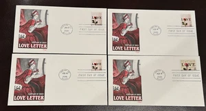 #3496-3499 Love Letters 2001 set of 4 FDC's ARTMASTER Perfect!! - Picture 1 of 5