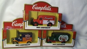 3 DIE CAST CAMPBELLS SOUP 100TH ANNIVERSARYTRUCKS NEW 1997 CORGI - Picture 1 of 9