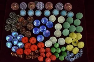 99 pcs LOT OLD CZECH RARE VINTAGE GLASS BUTTONS 1930´s ART-DECO - Picture 1 of 1