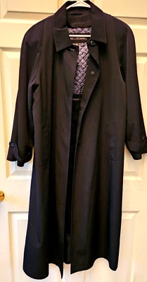 Fleet Street Lined Trench Dress Coat Size 12P  Black Button Up With Pockets - Image 1 of 4