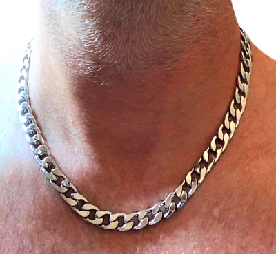 Collana catena in acciaio inox da uomo donna maglia cubana lunga 50 cm 10 mm rap - Immagine 1 di 4