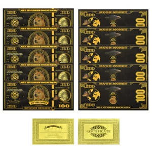 10 Stück/Lot Dogecoin Goldfolie Banknote Kunststoff Geld Sammlung Gedenkmünze - Bild 1 von 5
