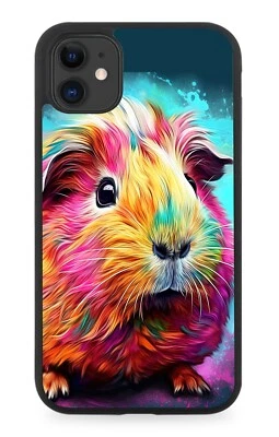 Colourful Neon Guinea Pig Rubber Phone Case Hamster Hamsters Pigs Graffiti DL22 - Image 1 of 2