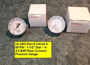 (2) ARO Teil # 318-02 0-60 PSI Luftdruckmessgeräte 1-1/2" Zifferblatt (45250-B2) - Bild 1 von 2