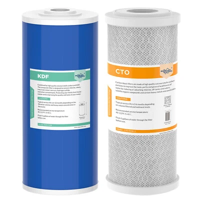 2 Stage 10"x4.5" KDF CTO Carbon Whole House Water Softening Filter Replacement - Image 1 of 4