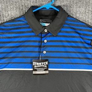 PGA Tour Polo Shirt Mens Medium Black Blue Short Sleeve Pro Series Casual New - Picture 1 of 12