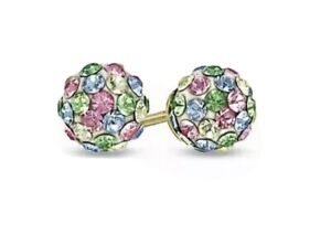 Inverness 14K Yellow Gold 4mm Multi Color Ball Piercing Earrings 585C-M