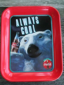 Coca-Cola Commemorative Polar Bear Tray Always Cool 1993 Red Always Coca-Cola - Picture 1 of 7