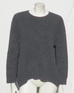 $ 325 NACKTER KASCHMIR US Damen M anthrazitgrau CAMPBELL geripptes Strickpullover Top - Bild 1 von 6