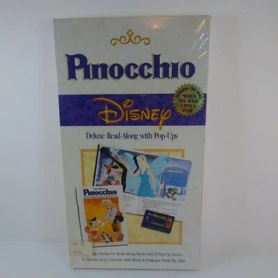 New Sealed Vintage Pinocchio Deluxe Read-Along with Pop-ups cassette book set - Image 1 of 4