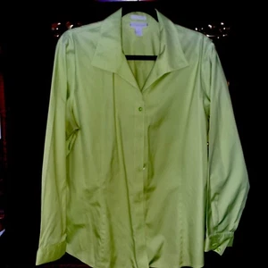 Chico's Green, Long Sleeve 100%  Cotton Blouse Size 3 - Picture 1 of 5