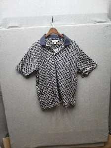 VTG Supreme Mens XL Cotton Polo Shirt With Abstract Pattern In Navy Blue - Picture 1 of 4