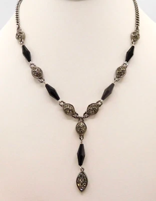 Collar Swarovski Y Cristal Jet Gunmetal 15.5 - 18" N161 Foto 1 de 3