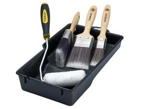 Stanley Assorted Max Finish Decorating Paint Brushes,4" Roller & Tray, STMFST01