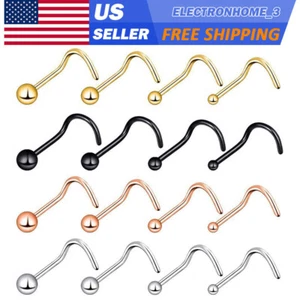 4PCS Screw Pin Nose Stud 20G Tiny Ball Surgical Steel Screw Nose Ring Studs Set - Picture 1 of 9