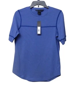 Camiseta Marc by Marc Jacobs para mujer con logotipo de costura expuesta, azul siglo, S - Imagen 1 de 10