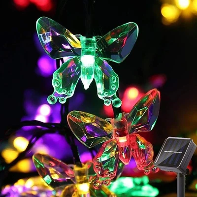Solar String Lights Outdoor 21 Ft 30 LED Solar Butterfly Lights with 8 Lighti... - Image 1 of 4