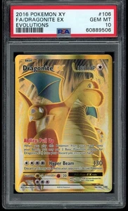 Pokémon XY Evolutions 2016 arte completo FA Dragonite EX raro eBay 1/1 #106 PSA 10 - Imagen 1 de 21