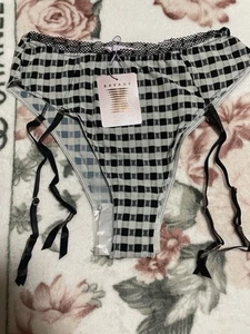 Savage X Fenty Gingham Pattern Panties With Garter Size Medium - Picture 1 of 3