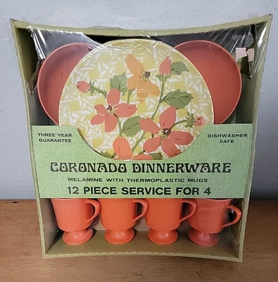 Vintage Coronado Dinnerware 12 Piece Service For 4 Melamine Sonata Pattern - Image 1 of 4