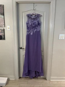 Purple Embroidered Beaded Evening Gown Dress Size Possibly A 2?? No Size New - Picture 1 of 8