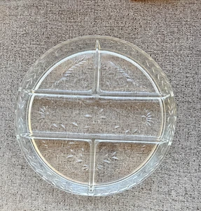MCM Geteiltes Geschliffenes Glas Relish Schale Groß 11 1/4" Vintage Klar Mid-Century Modern - Bild 1 von 14