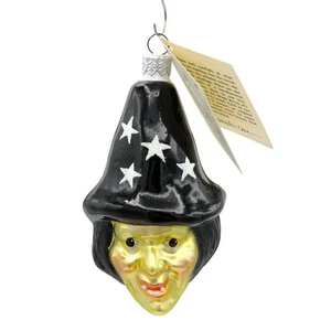 Patricia Breen Ornament Witch Hazel Green Face Stars Black Hat Halloween Tree - Picture 1 of 4