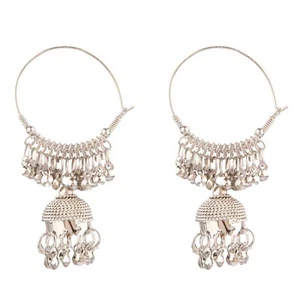 Indian Bollywood Bridal Designer Jewelry Oxidized Traditional Jhumka Jhumki Hoop - Picture 1 of 6