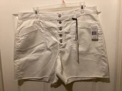 Pantalones Cortos Nicole Miller Nomad Blancos Dobladillo Crudo Talla 16 Tiro Alto Elastizados Denim ~ Nuevos con Etiquetas Foto 1 de 4