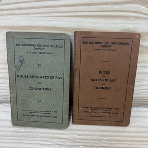Lote 2 reglas del ferrocarril de Baltimore Ohio tasas de pago conductores entrenadores 1927 1943 - Imagen 1 de 10