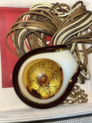 Antica Murrina Venezia Cuba Amber “Voltolina" Choker Glass Pendant Necklace NIB Foto 1 de 4