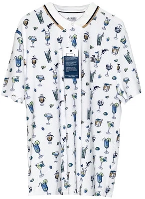 Penguin By Munsingwear Polo Shirt Large White Polyester NWT Penguins Cocktails - Image 1 of 2