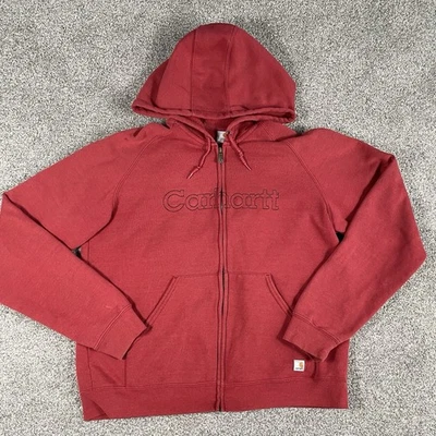 Sudadera con Capucha Carhartt Peso Medio Para Mujer Cremallera Completa Spellout Berry Y2K Talla XL Foto 1 de 4