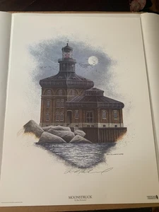 Litografía firmada Ben Richmond Moonstruck de 700 faro de 23,5 x 17,5 pulgadas - Imagen 1 de 9