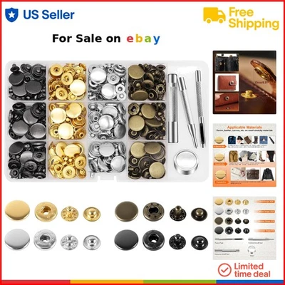 Leather Snap Fasteners Kit 17mm Metal 72 Sets Multi-Color for Clothes Bags Craft - Image 1 of 4