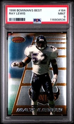 Tarjeta de novato Bowman's Best Ray Lewis RC #164 1996 PSA 9 como nueva Ravens fútbol americano Foto 1 de 4
