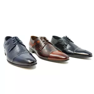 Men's Genuine Leather CapToe Dress/Shoes Handmade Snakeskinb by Paul Branco - Picture 1 of 1