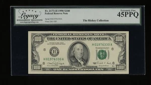 DBR 1990 $100 FRN St. Louis Fr. 2173-H Legacy 45 PPQ Serial H01976330A - Picture 1 of 2