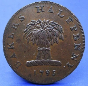 1795 BAKERS HALFPENNY CONDER TOKEN / SNIFF'S ANCIENT COINS - Picture 1 of 3