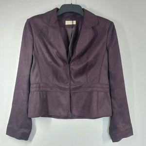 M&S Damen Sakko Größe 14 Dunkel Aubergine Rand zu Rand Blazer Bestickt Arbeit - Bild 1 von 15